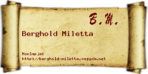 Berghold Miletta névjegykártya